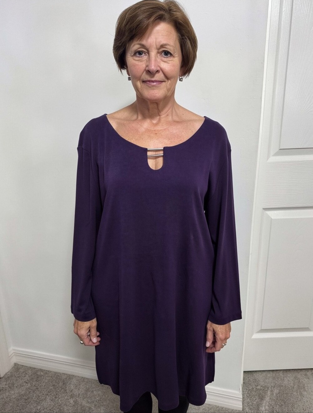 Purple Keyhole Tunic Top with Silver Accent